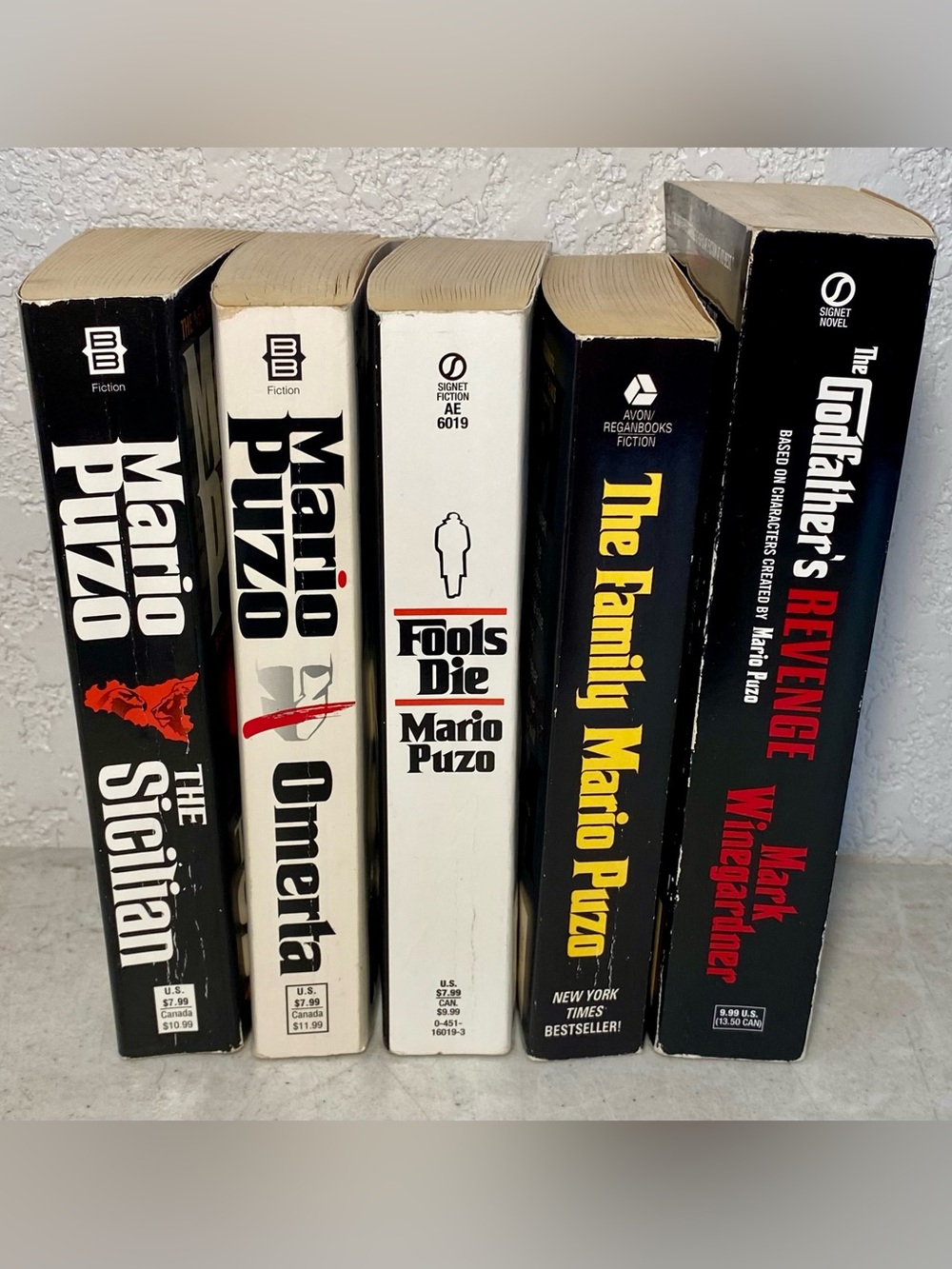 Mario Puzo Book Lot of 5 Paperback Novels The Godfather Sicilian Omerta FoolsDie